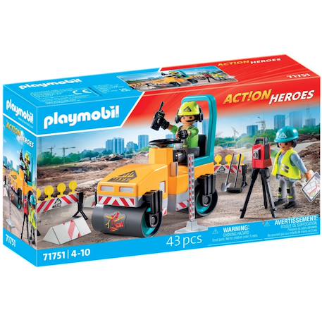 Action heroes ouvriers avec rouleau compresseur et signalisation 71751 Multicolore 2 - vertbaudet enfant 