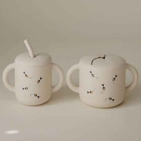 Tasse à paille bees Ecru, jaune, noir 6 - vertbaudet enfant 