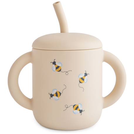 Tasse à paille bees Ecru, jaune, noir 1 - vertbaudet enfant 