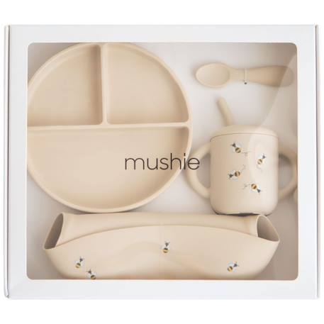 Coffret repas en silicone (4 pièces) Ecru, noir , jaune+Ecru, rose+Ecru, vert 1 - vertbaudet enfant 