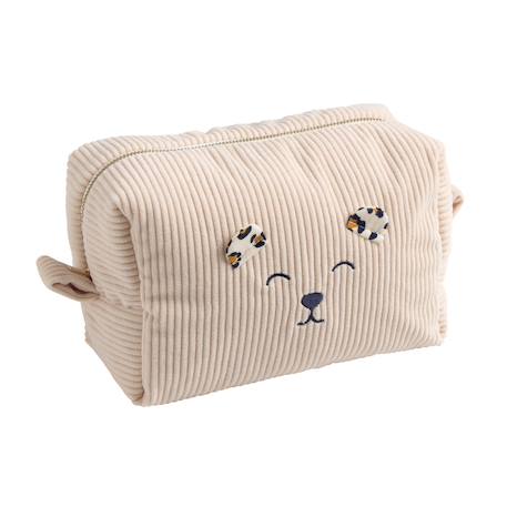 Trousse de toilette en velours côtelé - leopard Ecru 1 - vertbaudet enfant 