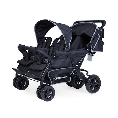 Quadruple poussette capacité 4 enfants + housse de pluie + pare-soleil Noir 4 - vertbaudet enfant 