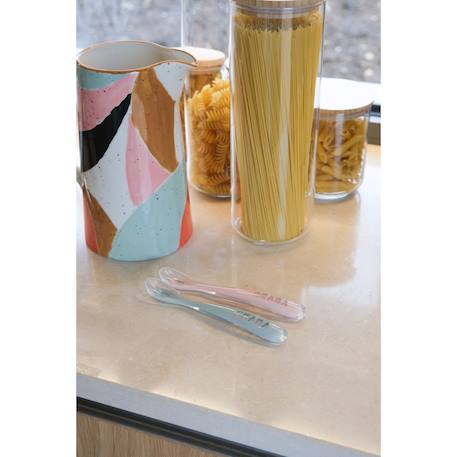 Cuillère 1er âge en silicone Bleu+Rose ancienne+Vert brumeux 3 - vertbaudet enfant 
