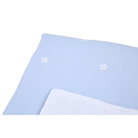 Couverture bébé - 80x100 cm - mousseline Fleur bleu 3 - vertbaudet enfant 