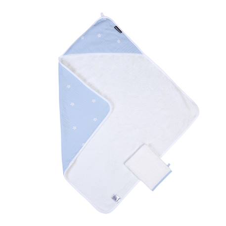 Cape de bain + gant 80 x 80 cm Fleur bleu 3 - vertbaudet enfant 