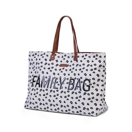 Sac à langer de voyage grande contenance design family bag Blanc imprimé+Gris toile 3 - vertbaudet enfant 
