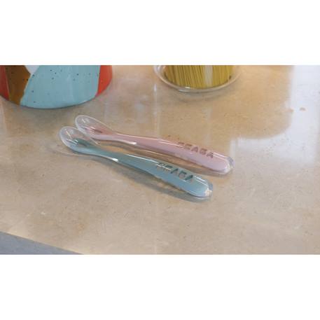 Cuillère 1er âge en silicone Bleu+Rose ancienne+Vert brumeux 5 - vertbaudet enfant 