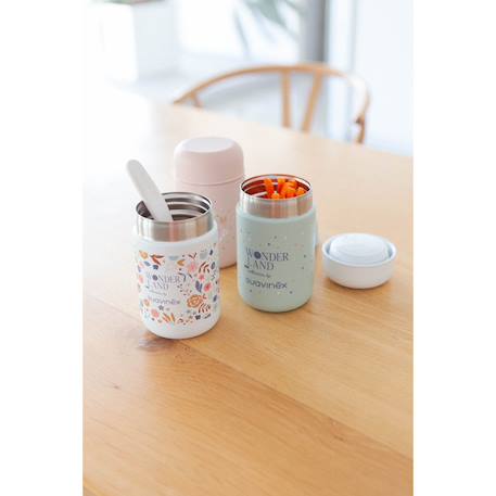 Gourde thermos pot isotherme 400 ml Wonderland beige+Wonderland bleu+Wonderland rose 2 - vertbaudet enfant 