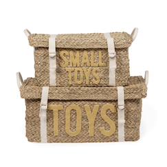 Chambre et rangement-Coffre à jouets en rotin 2 pièces