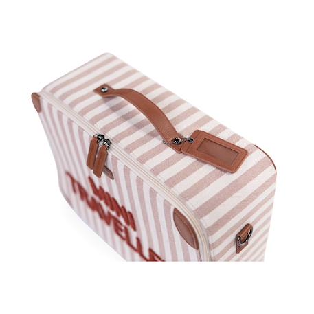 Sac de voyage valise pour enfant mini traveller Rayures nude+Teddy blanc cassé+Teddy marron 4 - vertbaudet enfant 