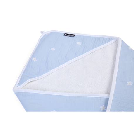 Cape de bain + gant 80 x 80 cm Fleur bleu 4 - vertbaudet enfant 