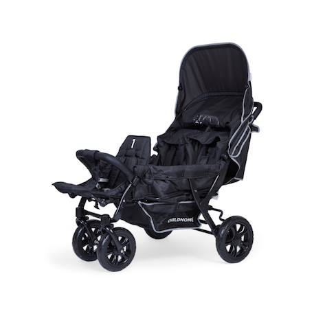 Triplette poussette capacité 3 enfants + housse de pluie + pare-soleil Noir 3 - vertbaudet enfant 