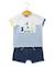 Ensemble short + haut 100% coton bébé garçon Fond naturel raye bleu 3 - vertbaudet enfant 