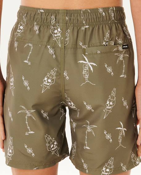 Short de bain boardshort volley eternal shred mesh enfant Surplus green+Washed black 5 - vertbaudet enfant 