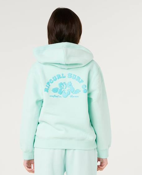 Sweat à capuche hibiscus heat fille Light sea blue 3 - vertbaudet enfant 