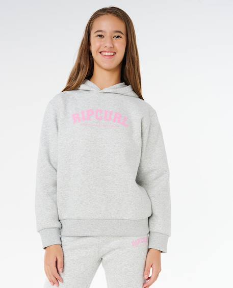Sweat à capuche staple varsity fille Cornflower blue+Light grey marle 12 - vertbaudet enfant 