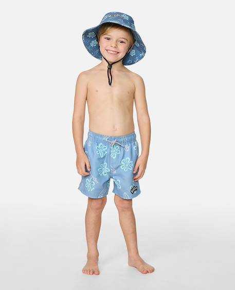 Short de bain boardshort volley ride the wave  enfant Faded denim+Light aqua 3 - vertbaudet enfant 
