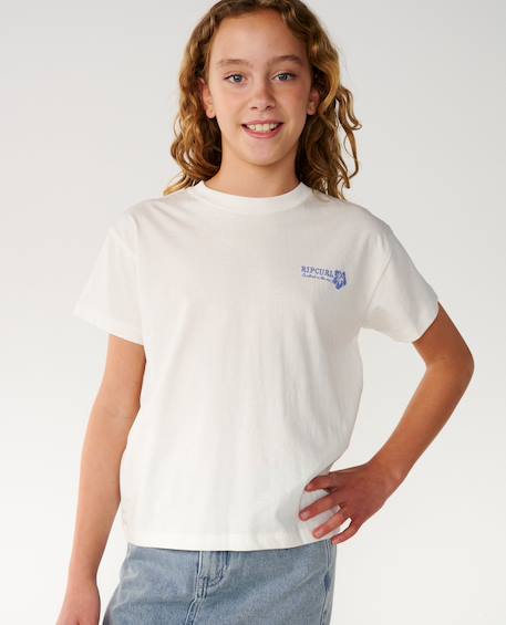 T-shirt décontracté surf puff fille Bone/blue+Bright lilac 6 - vertbaudet enfant 
