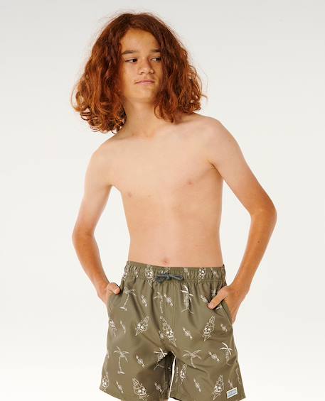 Short de bain boardshort volley eternal shred mesh enfant Surplus green+Washed black 6 - vertbaudet enfant 
