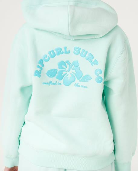 Sweat à capuche hibiscus heat fille Light sea blue 5 - vertbaudet enfant 