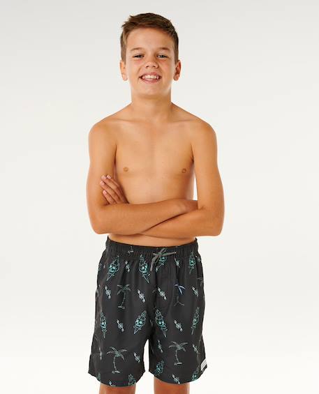 Short de bain boardshort volley eternal shred mesh enfant Surplus green+Washed black 12 - vertbaudet enfant 