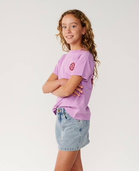 T-shirt décontracté surf puff fille Bone/blue+Bright lilac 8 - vertbaudet enfant 