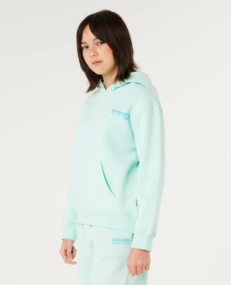 Sweat à capuche hibiscus heat fille Light sea blue 2 - vertbaudet enfant 