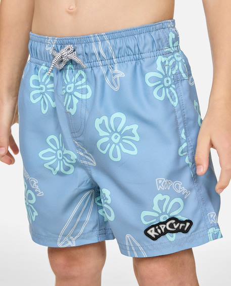 Short de bain boardshort volley ride the wave  enfant Faded denim+Light aqua 4 - vertbaudet enfant 