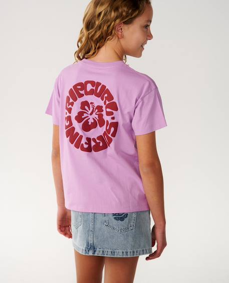 T-shirt décontracté surf puff fille Bone/blue+Bright lilac 10 - vertbaudet enfant 