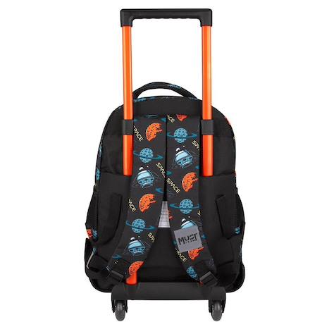 Sac à roulettes scolaire 3 compartiments vaisseau spatial 45 cm Noir / orange 2 - vertbaudet enfant 