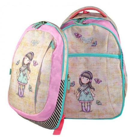 Sac à dos fille 2-en-1 à motif 44 cm Bleu / violet+Pêche+Rose/multicolore 12 - vertbaudet enfant 
