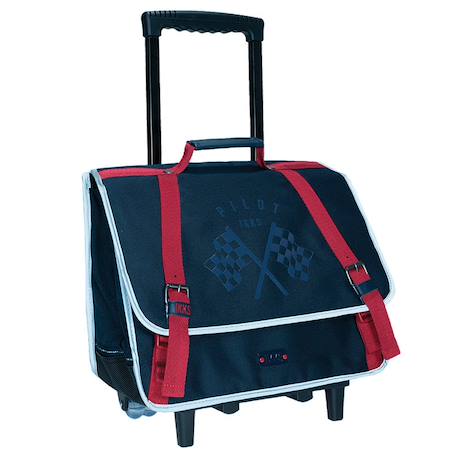 Garçon-Accessoires-Cartable, trousse-Cartable à roulettes deux compartiments ikks pilot 38 cm