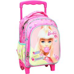 Sac à dos à roulettes maternelle fille - barbie imprimé chewing-gum - compact et pratique  - vertbaudet enfant