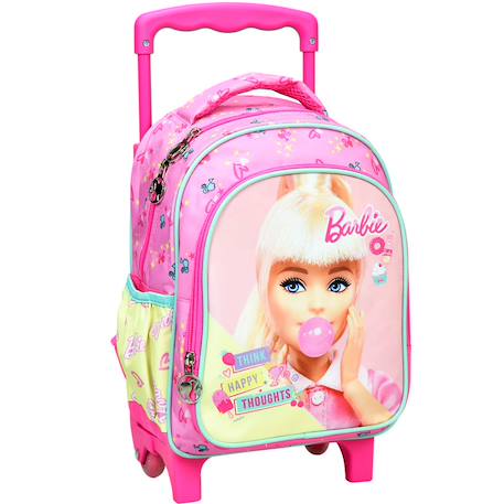 Fille-Accessoires-Sac à dos à roulettes maternelle fille - barbie imprimé chewing-gum - compact et pratique