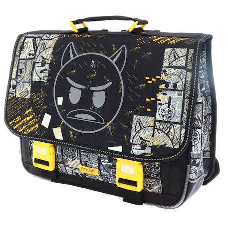 Cartable scolaire emoji devil idéal école primaire 41 cm Noir / jaune 3 - vertbaudet enfant 