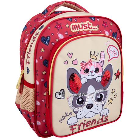 Fille-Accessoires-Cartable, trousse-Sac à dos maternelle chien et chat make friends 31 cm