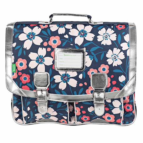 Cartable 41 cm floriane imprimé fleurs – 2 compartiments Gris / gris / clair / blanc+Multicolore 1 - vertbaudet enfant 