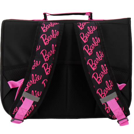 Cartable scolaire fille barbie en textile avec imprimés style icon Noir / rose / clair 2 - vertbaudet enfant 