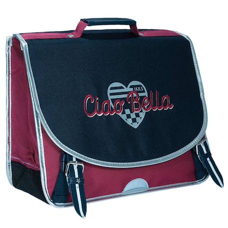 Cartable fille dolce vita en toile imperméable ikks 38 cm Bleu / bordeaux 1 - vertbaudet enfant 