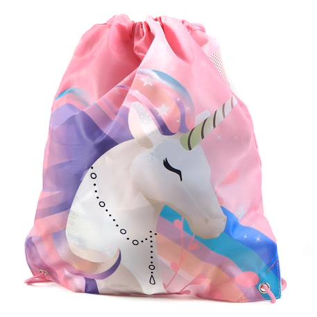 Sac fille piscine licorne – 40 cm avec fermeture à lacets – côtés mesh Rose 2 - vertbaudet enfant 