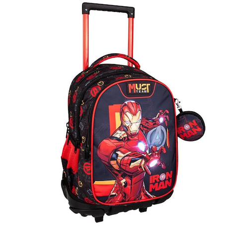Trolley scolaire garçon 3 compartiments avengers team iron man 45 cm Bleu marine 1 - vertbaudet enfant 