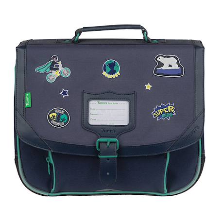Cartable anthony 35 cm avec poche zippée réfléchissante Bleu / gris / anthracite / gris 1 - vertbaudet enfant 