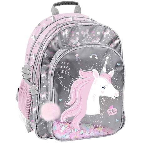 Fille-Accessoires-Cartable, trousse-Sac à dos scolaire pailleté paso avec poche transparente confettis