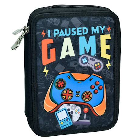 Garçon-Accessoires-Cartable, trousse-Trousse zippée garnie thème jeux vidéo matière résistante 20 cm