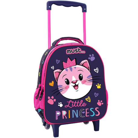 Sac à dos à roulettes maternelle fille chat little princess - trolley - compact - little princess Rose 1 - vertbaudet enfant 