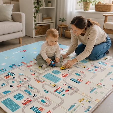Tapis de jeu pliable réversible xxl funmat Animaux-ville+Ferme-ville+Ville-forêt 13 - vertbaudet enfant 
