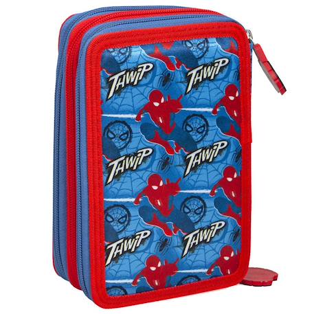 Trousse remplie à 3 compartiments zippés spider-man 20 cm Noir / bleu / marine / bleu 2 - vertbaudet enfant 