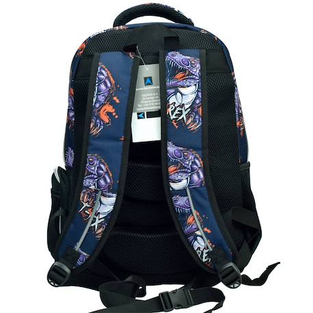 Sac à dos scolaire garçon dinosaure t-rex avec 2 compartiments 43 cm Noir / orange / blanc 3 - vertbaudet enfant 