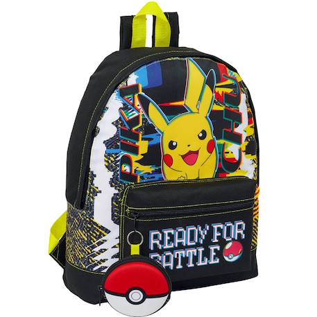Sac à dos garçon imprimé pikachu ready for battle pokémon officiel Blanc / noir / bleu 1 - vertbaudet enfant 