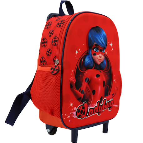 Fille-Accessoires-Sac à dos à roulettes 3d miraculous ladybug - trolley pratique